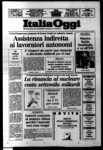 Italia oggi : quotidiano di economia finanza e politica